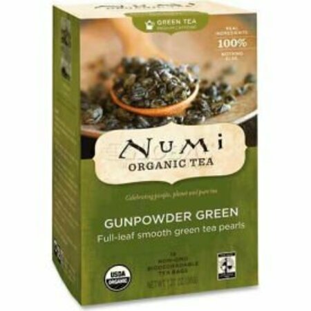 NUMI ORGANIC TEA Numi® Organic Tea Green Tea, Gunpowder Green, Single Cup Bags, 18/Box NUM10109